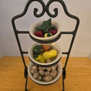 Black Metal Fruit Bowl Stand